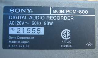 SONY PCM 800 DAT DIGITAL AUDIO RECORDER PCM800  
