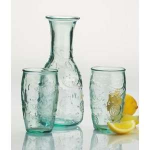 Recycled Glass Lemonade Carafe with Two Glasses  Kitchen 
