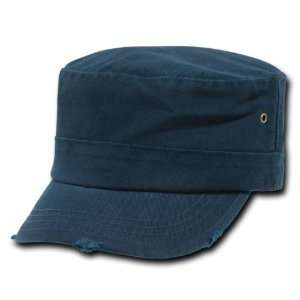 DECKY NAVY BLUE Military inspired flat top cap Vintage G.I. Caps LARGE 