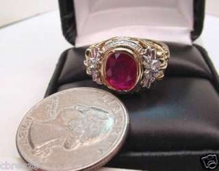 BLOOD RED NATURAL RUBY & DIAMONDS NEW 18K GOLD RING  