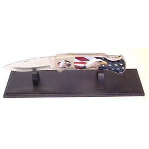  The Eagle and Flag Jumbo Collectable Pocket Knife and Stand 