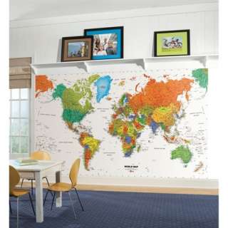   MAP PREPASTED WALLPAPER MURAL Kids Room Decor Classroom Decorations