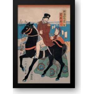  Mounted Russian Horseman Bids Adieu to Woman 16x22 Framed 