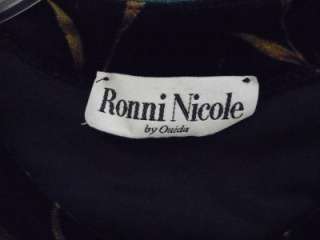 Ronni Nicole by Ouida Black w/ Gold Leaf Print Stretch Velvet Jacket 