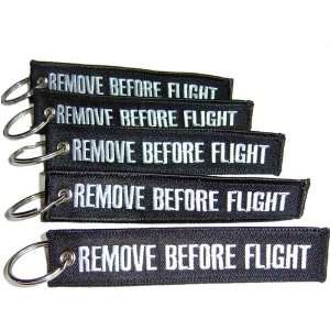  Remove Before Flight Key Chain   Black   5 Pack 