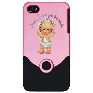  iPhone 4 or 4S Slider Case Pink Jesus I Love You This Much 