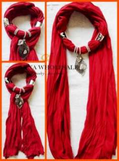 Ladys Rhinestone Jewelry Necklace scarves Cotton Shawl Wrap Leaf 