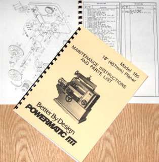 POWERMATIC 180 18 inch Planer Operate/Parts Manual  