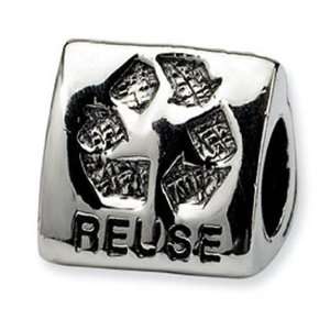  Reflection Silver Green Earth Reuse Recycle Reduce Bead 