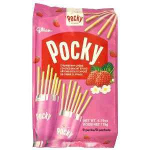 Glico Pocky, Strawberry, Net Wt. 4.19oz, 9 count (Pack of 5):  