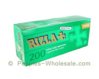 RIZLA 50 BOXES/CASE WITH 200 CIGARETTE TUBES PER BOX KING SIZE MENTHOL