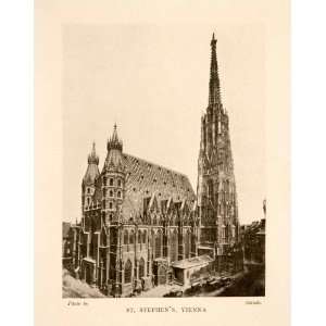1914 Halftone Print St Stephens Cathedral Vienna Austria Romanesque 