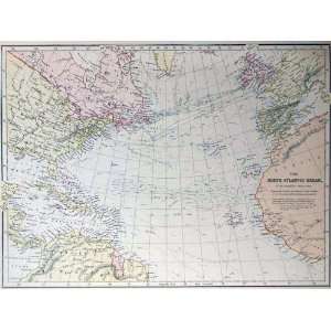  Blackie 1882 Antique Map of the North Atlantic Ocean 