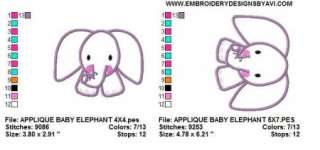 Zoo Baby Elephant Applique Machine Embroidery Designs  