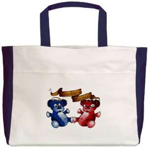  Beach Tote Navy Double Trouble Bears Angel and Devil 