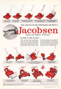 1958 Jacobsen Riding & Push Mowers Full Line print ad  