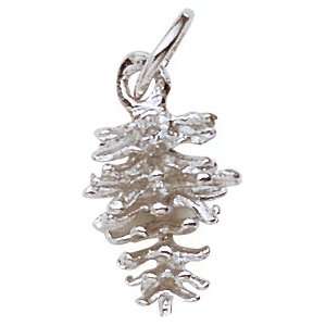  Rembrandt Charms Pine Cone Charm, 14K White Gold Jewelry