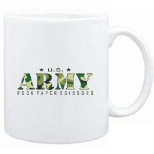  Mug White  US ARMY Rock Paper Scissors / CAMOUFLAGE 