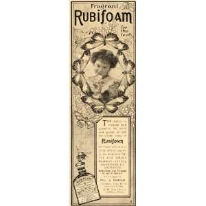 1899 Ad Rubifoam Toothpaste Cleanser Gums Butterflies   Original Print 