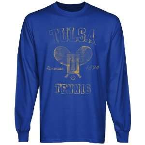 Tulsa Golden Hurricane Vintage Arc Long Sleeve T Shirt   Royal Blue 