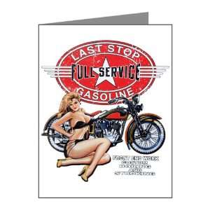 Note Cards (20 Pack) Last Stop Full Service Gasoline Motorcycle Girl