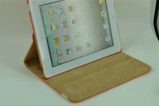 Orange 360° Rotating Magnetic PU Leather Case Smart Cover For iPad 2 