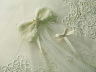 Boutique Ivory Lace & Pearl Hair Clip Party Or Flower Girl Mantillas 