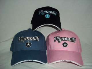 Plymouth Hat Cap Chrysler Pentastar Star Logo Tag Black Blue Pink 