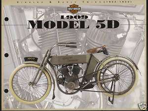 1909 HARLEY DAVIDSON MODEL 5D Motorcycle PHOTO 8.5x11  