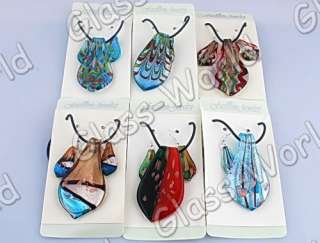 24sets Mix Leaf Lampwork Glass Pendant Necklace+Earring  