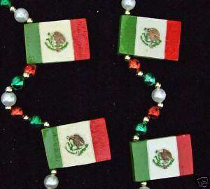 MEXICO MEXICAN FLAG Mardi Gras Beads Necklace Party  