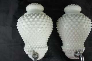 VINTAGE HOLY WATER FONT MILK GLASS HOBNAIL A PAIR RARE  
