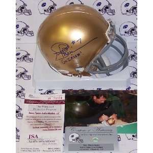  Joe Theismann Signed Mini Helmet   Notre Dame Fighting 