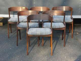 Six Danish Modern Rosewood Curved Back Chairs (1043)r  