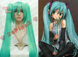 VOCALOID 2 MIKU Hatsune Blue Green wig cosplay Ponytail  