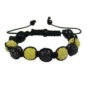 7ball Adjustable Hip Hop Macrame Braided Shiny Yellow/black Color 