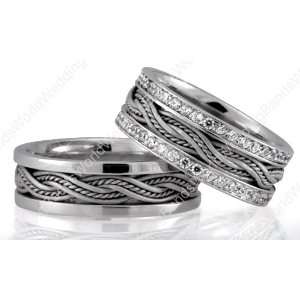 Diamond His and Her Wedding Ring Set 7.00mm Wide, 1.20 Carat Weight 