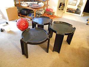 Mid Century Modern Giotto Stoppino for Kartell Set of Black Stacking 