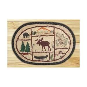  Oval Moose and Canoe Print Cabin Rug, Braided Jute: Home 