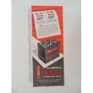 Willard Battery, Vintage 40s print ad (battery)Original vintage 1949 