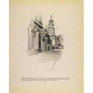  1913 Print Drawing City Clock Tower Vernon Howe Bailey 
