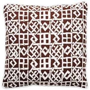  Modern Lattice Brown and White 18 Square Throw Pillow 