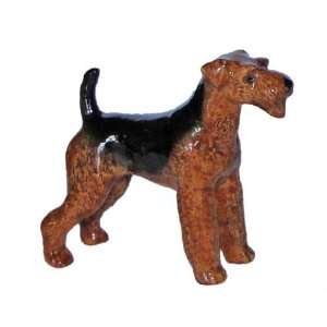  AIREDALE Terrier Dog Stands MINIATURE Porcelain Figurine 