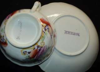 ANTIQUE SPODE HP BIRD MAUVE RUST Tea cup and saucer  