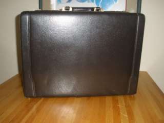 Black Leather Expanding HARD BRIEFCASE Combination Lock  