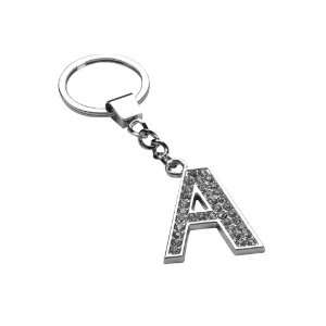  White Crystal Letter A Keychain Automotive