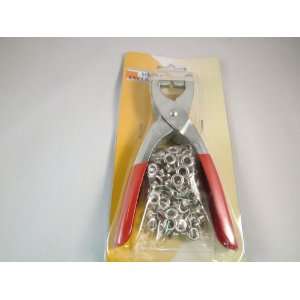  Grommet Eyelet Setting Pliers with 100 Silver Grommets Everything