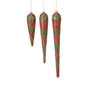   Christmas Traditions Icicle Shape Glass Ornaments 12 