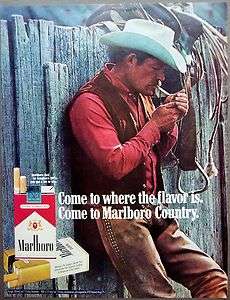 1971 Marlboro Man lighing cigarette vintage ad  