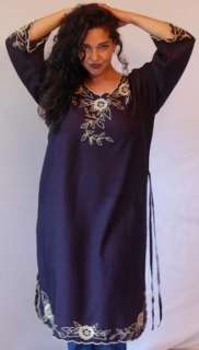 Y580S ONE ONLY BLACK/TOP TUNIC PONCHO CAFTAN M L XL 1X 2X EMBROIDERED 